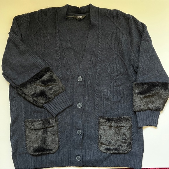 SVW Cable Knit Fur Trimmed Cardigan Sweater - Picture 6 of 14
